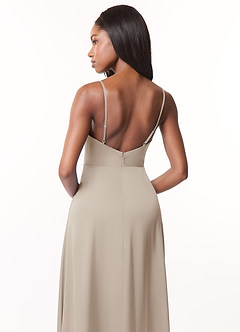 Azazie Brielle Bridesmaid Dresses Frost A-Line Cowl Spaghetti Straps Stretch Satin Dress image5