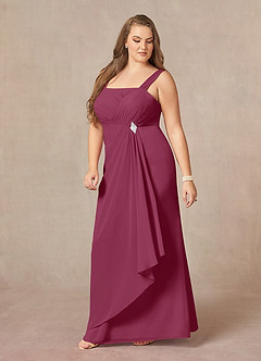 Azazie Weisz Mother of the Bride Dresses Mulberry A-Line Square Neckline Pleated Chiffon Dress image11