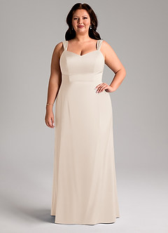 Azazie Denice Bridesmaid Dresses White Alabaster Sheath Pleated Stretch Satin Dress image8