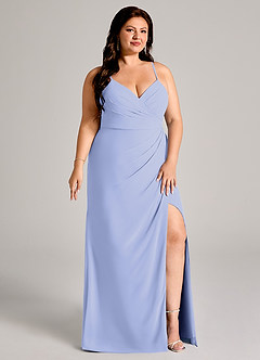 Azazie Maci Bridesmaid Dresses Lavender Sheath Pleated Chiffon Dress image11