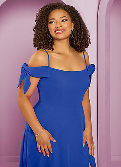 Barbie ♥ Azazie Jurken voor bruidsmeisjes Converteerbaar Jurk van Chiffon met A-Lijn Off the Shoulder Koningsblauw image10