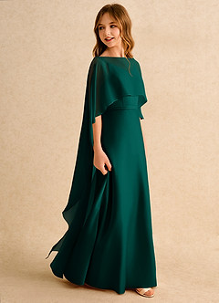 Azazie Fishie Girls Formal Flower Girl Dresses Pine A-Line Matte Satin Dress image6