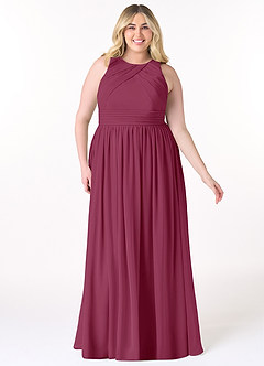 Azazie Harper Bridesmaid Dresses Mulberry A-Line Pleated Chiffon Dress image6