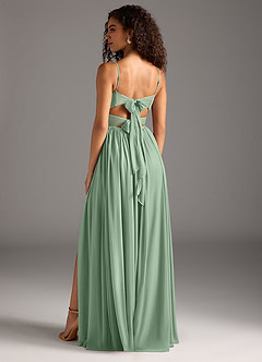 Azazie Zeya Bridesmaid Dresses Matcha A-Line Pleated Mesh Dress image2