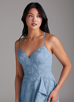 Azazie Naeem Bridesmaid Dresses Powder Blue A-Line Sweetheart Neckline Floral Burnout Dress image6