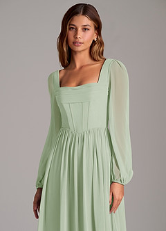 Azazie Hattie Bridesmaid Dresses Dusty Sage A-Line Corset Chiffon Dress image7