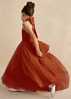 Azazie Bev Flower Girl Dresses Paprika A-Line Convertible Tulle Dress image7