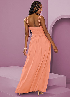 Barbie ♥ Azazie Jurken voor bruidsmeisjes Jurk van Chiffon met A-Lijn Geplooid Zonsondergang image2