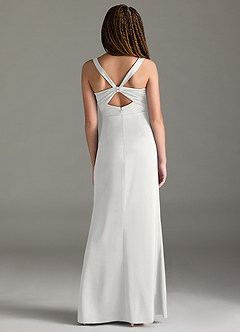 Azazie Mero Junior White Mermaid Pleated Stretch Satin Dress image5