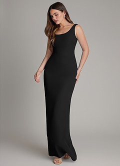 Azazie Hadley Bridesmaid Dresses Black Mermaid Pleated Chiffon Dress image3