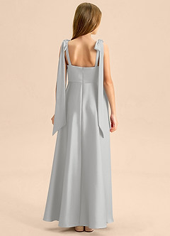 Azazie Halley Junior A-Linie Schleifen Stretch-Satin Kleid Silber image2