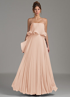 Azazie Alexia Robes de demoiselle d'honneur Robe Trapèze en Mousseline de soie Rayé Rose Anglais image4