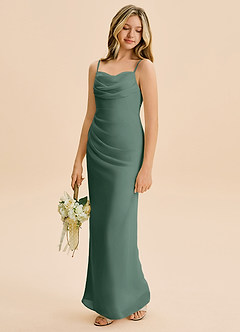 Azazie Mai Junior Sea Moss Sheath Pleated Chiffon Dress image1