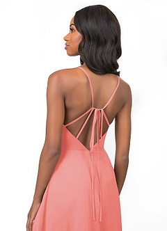 Azazie Everleigh Final Sale Coral A-Line Sweetheart Pleated Chiffon Dress image4
