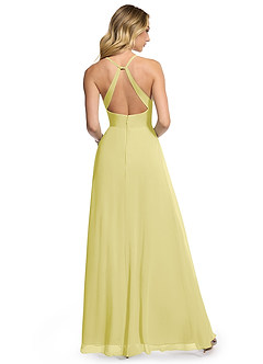 Azazie Davis Bridesmaid Dresses Lemon Sorbet A-Line V-Neck Chiffon Dress image5