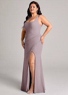 Azazie Mero Bridesmaid Dresses Dusk Sheath Pleated Chiffon Dress image12