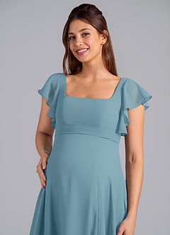 Azazie Bondi vestidos de dama de honor de maternidad Vestido de Corte En A Volante Hasta el suelo Gasa image5