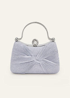 front Glittery Pleated Knot Clutch