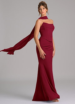 Azazie Sorrel Bridesmaid Dresses Burgundy Mermaid Corset Chiffon Dress image3