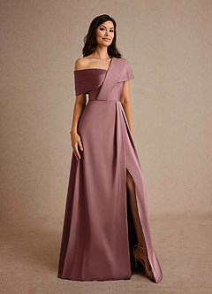 Azazie Milton Mother of the Bride Dresses Vintage Mauve A-Line Pleated Stretch Satin Dress image8