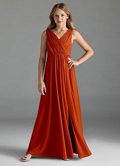 Azazie Tanicia Junior Dusty Rose A-Line Mesh Dress image3