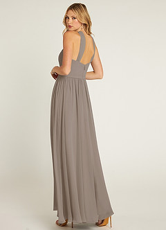 Azazie Jacey Bridesmaid Dresses Taupe A-Line Pleated Chiffon Dress image4