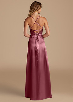 Azazie Mei Brautjungfernkleider A-Linie Metallischer Satin Kleid Wüstenrose image5