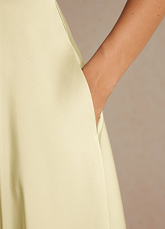 Azazie Niles Mother of the Bride Dresses Lemon Sorbet A-Line Trains Stretch Satin Dress image9