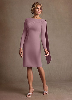 Azazie Merian Klänningar till brudens mor Klä Kolumn i Stretch crepe Plisserad Dammig Ros image3