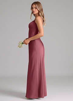 Azazie Suttona Brautjungfernkleider A-Linie Plissee Stretch-Satin Kleid Wüstenrose image5