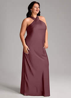 Azazie Doretta Bridesmaid Dresses Sangria Mermaid Pleated Stretch Satin Dress image8