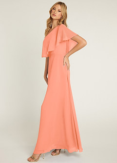 Azazie Lizzy Vestidos de damas de honor Vestido de Atardecer de Gasa de Corte en A con Hombro unilateral image4