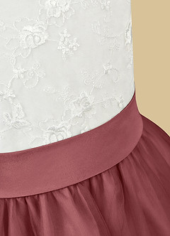 Azazie Vetty Flower Girl Dresses Ivory Amethyst A-Line Lace Tulle Dress image11