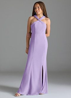 Azazie Rue Junior Lilac Mermaid Side Slit Chiffon Dress image1