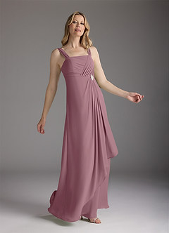 Azazie Weisz Mother of the Bride Dresses Vintage Mauve A-Line Square Neckline Pleated Chiffon Dress image4