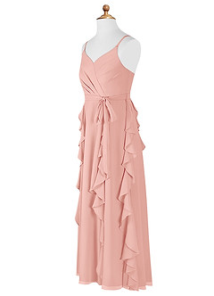 Azazie Peyton Junior Rosette A-Line V-Neck Cascading Ruffles Chiffon Dress image11
