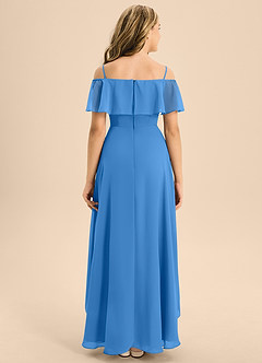 Azazie Maggie Junior Blue Jay A-Line Off the Shoulder Chiffon Dress image2