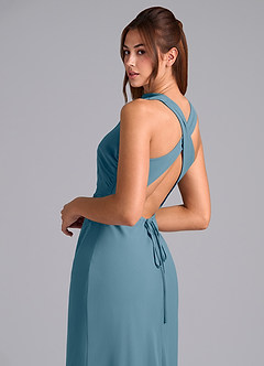 Azazie Evadne Vestidos de damas de honor Vestido de Bermudas de Gasa de Corte en A con Plisado image8