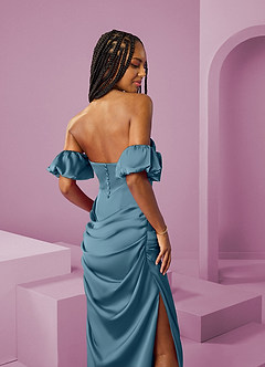 Barbie ♥ Azazie Bridesmaid Dresses Bermuda Sheath Off the Shoulder Stretch Satin Convertible Dress image8