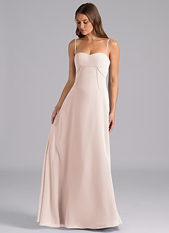 Azazie Valentine Robes de demoiselle d'honneur Robe Trapèze en Mousseline de soie Corset Rose Pétale image3