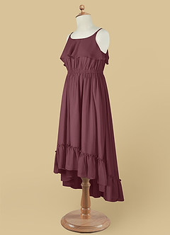 Azazie Karmen Flower Girl Dresses Sangria A-Line Ruched Chiffon Dress image11