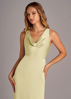 Azazie Wrenlee Bridesmaid Dresses Lemon Sorbet A-Line Stretch Satin Dress image2