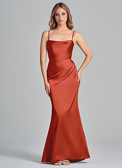 Azazie Olea 신부 들러리 드레스 인어 스트랩리스 스트레치 새틴 바닥 길이 드레스 image6