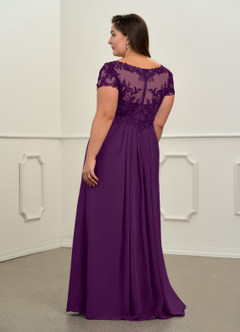 Azazie Dunja Mother of the Bride Dresses Grape A-Line V-Neck Lace Chiffon Dress image8