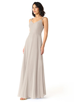 Azazie Janine Bridesmaid Dresses Frost A-Line V-Neck Chiffon Dress image2