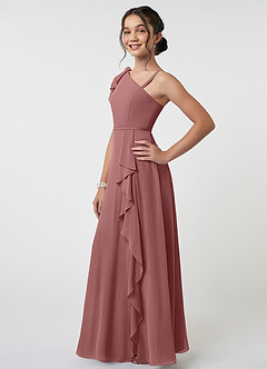 Azazie Aidy Vestido de Rosa Del Desierto de Gasa/ Chiffon de Acampanado con Lazo image3