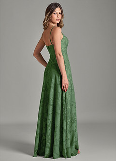 Azazie Amani Bridesmaid Dresses Eucalyptus A-Line Pleated Floral Burnout Dress image2