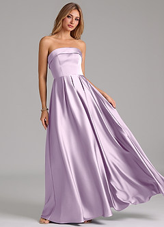 Azazie Lucienne Bridesmaid Dresses Frosted Lilac A-Line Strapless Stretch Satin Convertible Dress image8