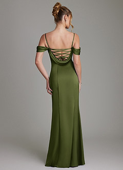 Azazie Nira Bridesmaid Dresses Olive Mermaid Corset Stretch Satin Dress image8