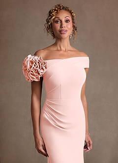 Azazie Gwynne vestidos de madre de la novia Vestido de Rosa Rubor de Crepé elástico de Corte Sirena con Vestidos sin tirantes image6